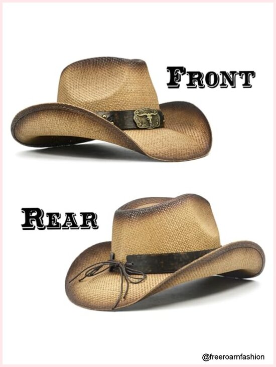 Straw Cowboy Hat – Shapeable Wide Brim Western Sun Hat for Country Concerts & main image 6